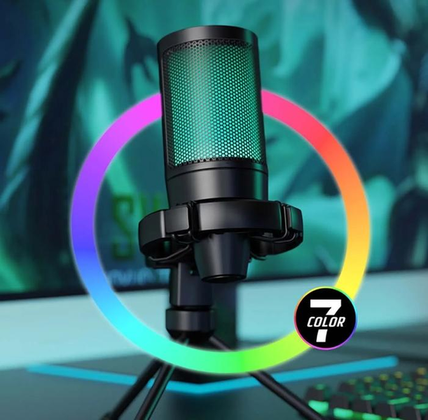Микрофон FIFINE A2 конденсаторный для стримов и гейминга USB с подсветкой RGB черный FIFINE A2 фото