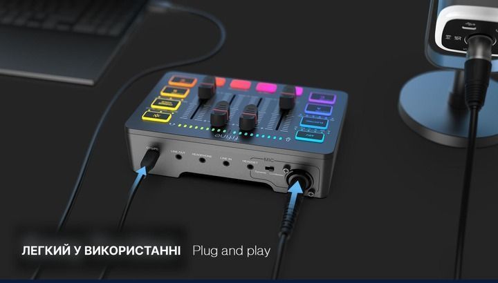 Ігровий та стрімерський аудіо мікшер Fifine Ampligame SC3 з XLR (Black) SC3  фото