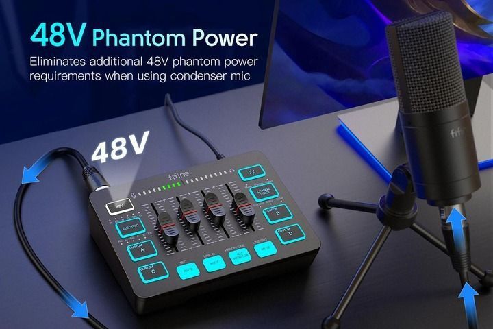 Ігровий та стрімерський аудіо мікшер Fifine Ampligame SC3 з XLR (Black) SC3  фото
