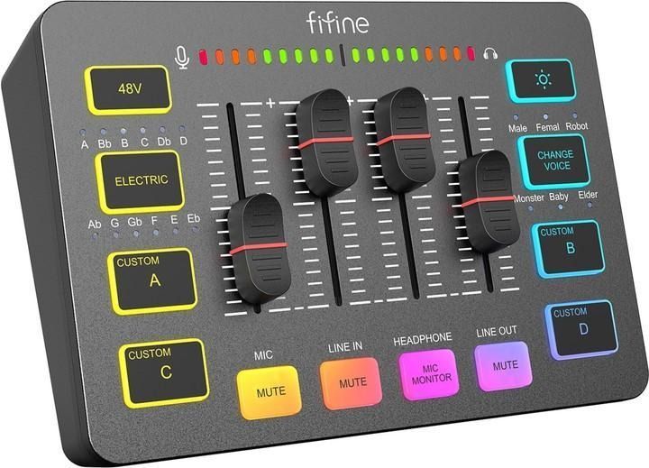 Ігровий та стрімерський аудіо мікшер Fifine Ampligame SC3 з XLR (Black) SC3  фото