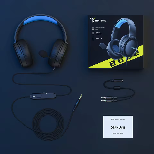 Провідні геймерські навушники BINNUNE BG02 (BLUE) для ігор з мікрофоном BG02 фото