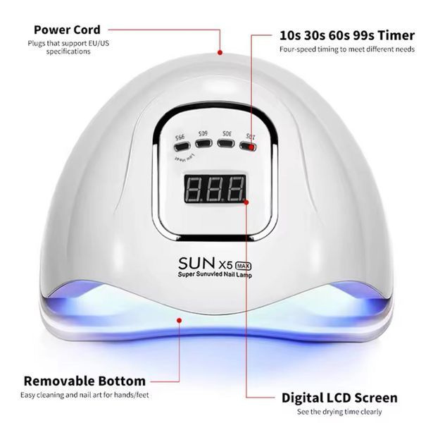 Лампа для манікюру Sun X5 MAX 120 W для сушіння гелю та гель-лаку Sun X5 MAX 120 фото