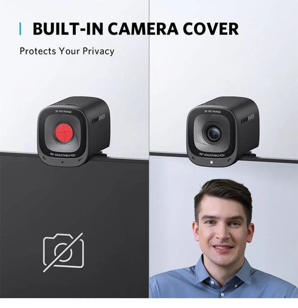 Веб-камера Anker PowerConf C200 з двома мікрофонами (2K 30FPS) Black PowerConf C200 фото