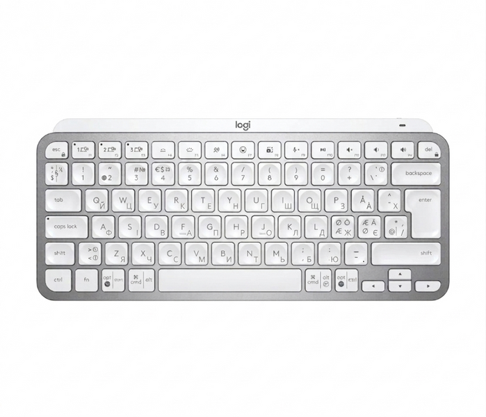 Клавіатура бездротова Logitech MX Keys Mini Wireless Illuminated UA/ENG + BOLT (920-010605) Pale Gray Logitech MX Keys Mini фото